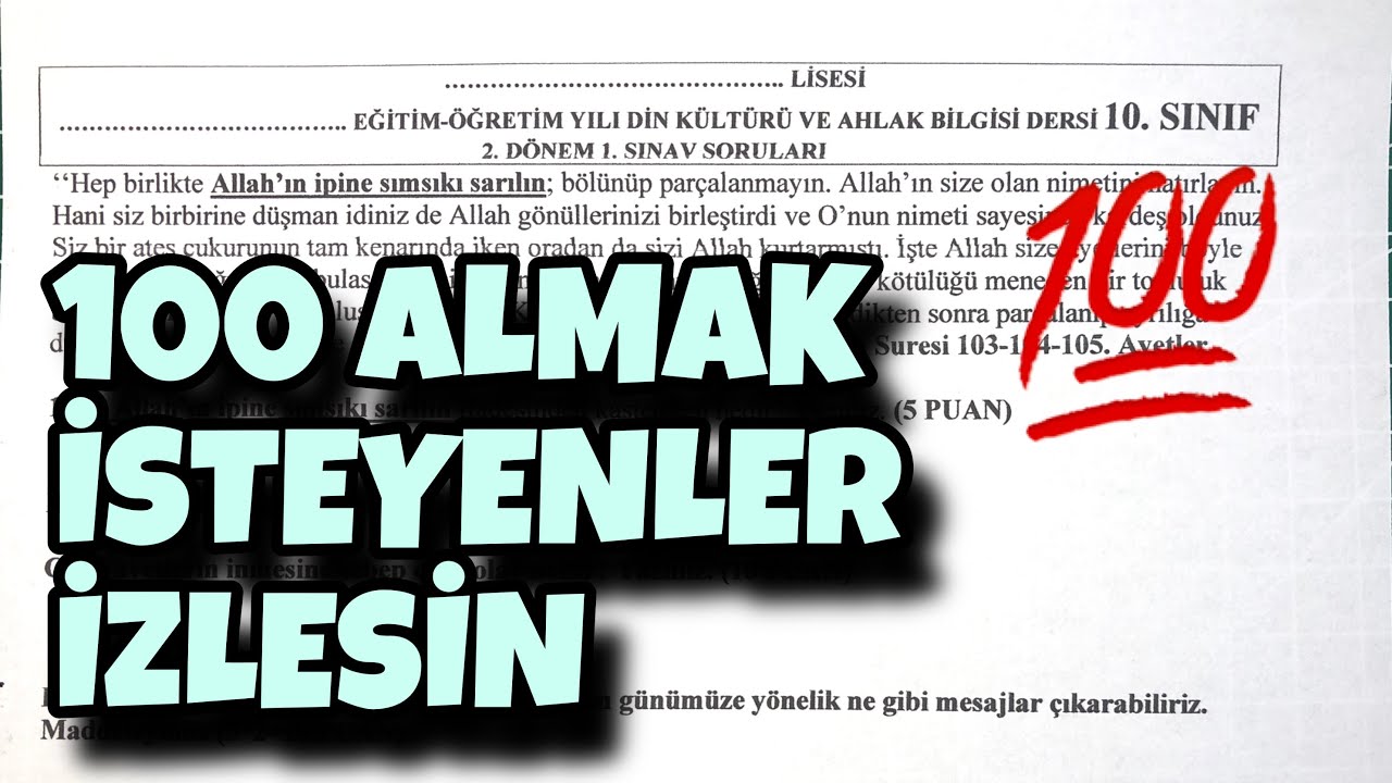 10.Sınıf Din Kültürü 2.Dönem 1.Yazılı