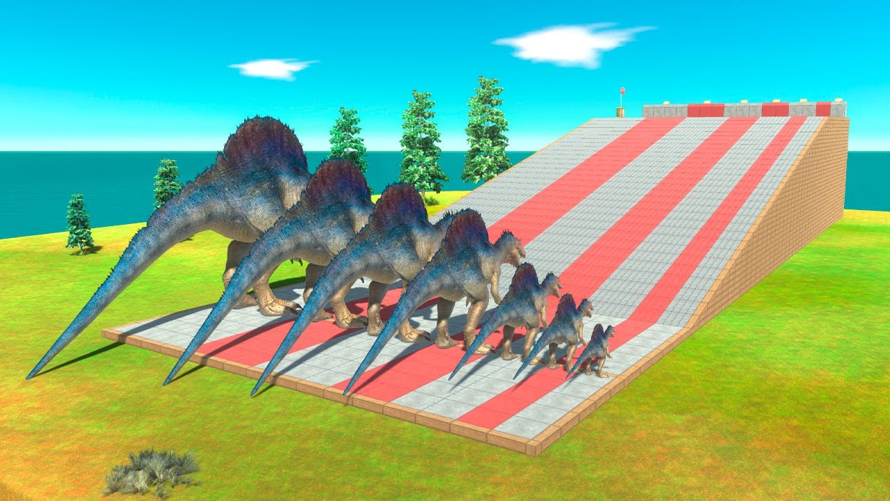 Carnivorous Dinosaurs of Different Sizes Climbing Race  - Animal Revolt Battle Simulator