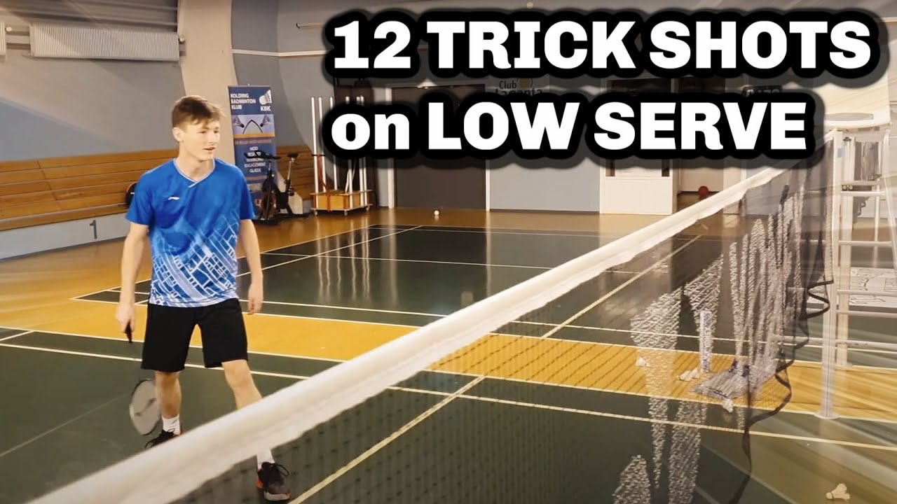Badminton - 12 DOUBLE TRICK SHOTS on LOW SERVE