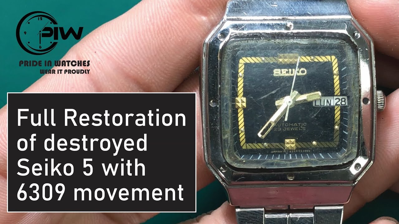 Full Restoration of Destroyed Seiko 5 with 6309 Movement| Fixed the Dial, Re-lumed Hands |ASMR | DIY