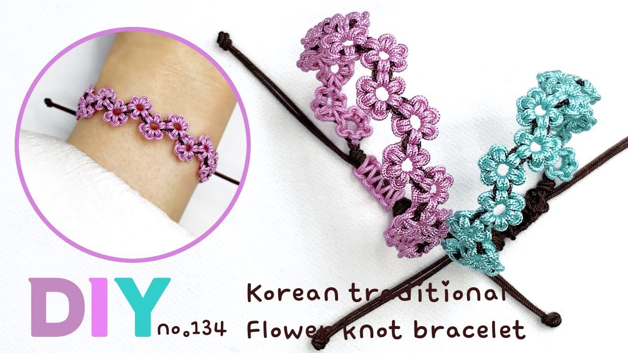 6꽃잎 매듭팔찌 만들기🌸Friendship bracele 幸運手環 Pulsera de nudo マクラメブレスレット | soDIY #134