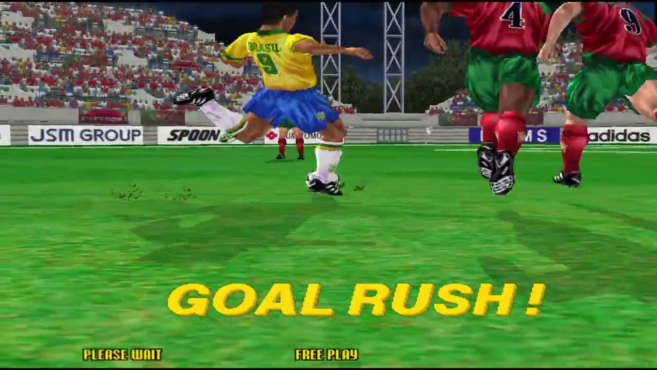 Virtua Striker 2 Complete Playthrough - Brazil (High Score & Best Goals Challenge)