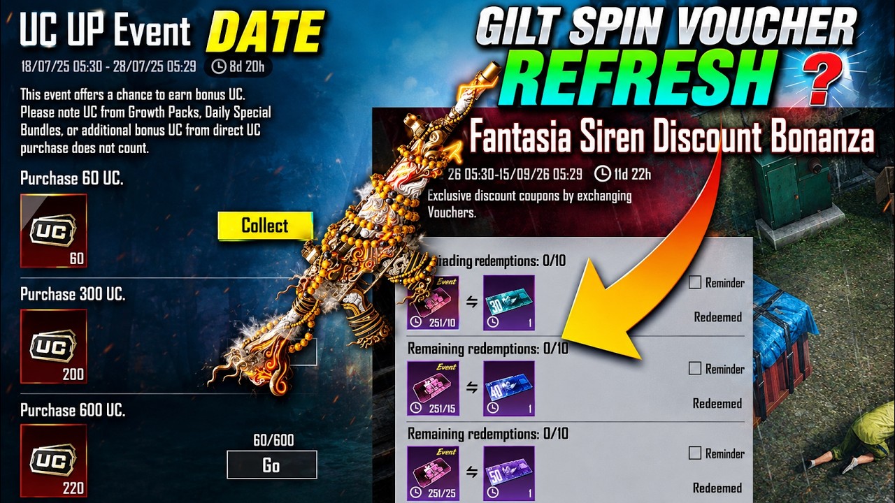 New UC Up Event Release Date 4.6 Update BGMI | M416 Guru Return | Gilt Spin Voucher Event Refresh