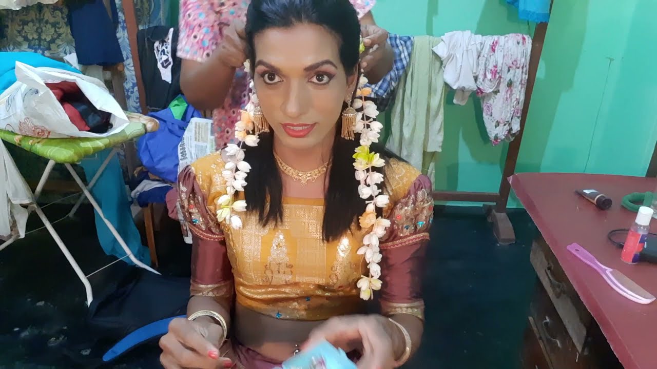 Navarathri Celebration-getting hair done by my mom #hindu #tradition #lehenga #jasmine #hairdo