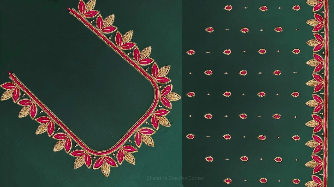 Beautiful Bead & Thread work Blouse Design Using Normal Needle #AariWorkUsingNormalNeedle