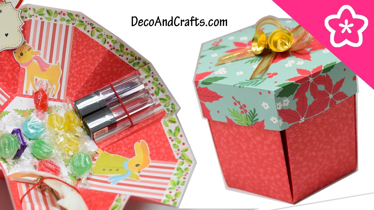Tarjeta explosiva Caja Sorpresa de regalo hexagonal Ideas para regalo Navideño - DecoAndCrafts