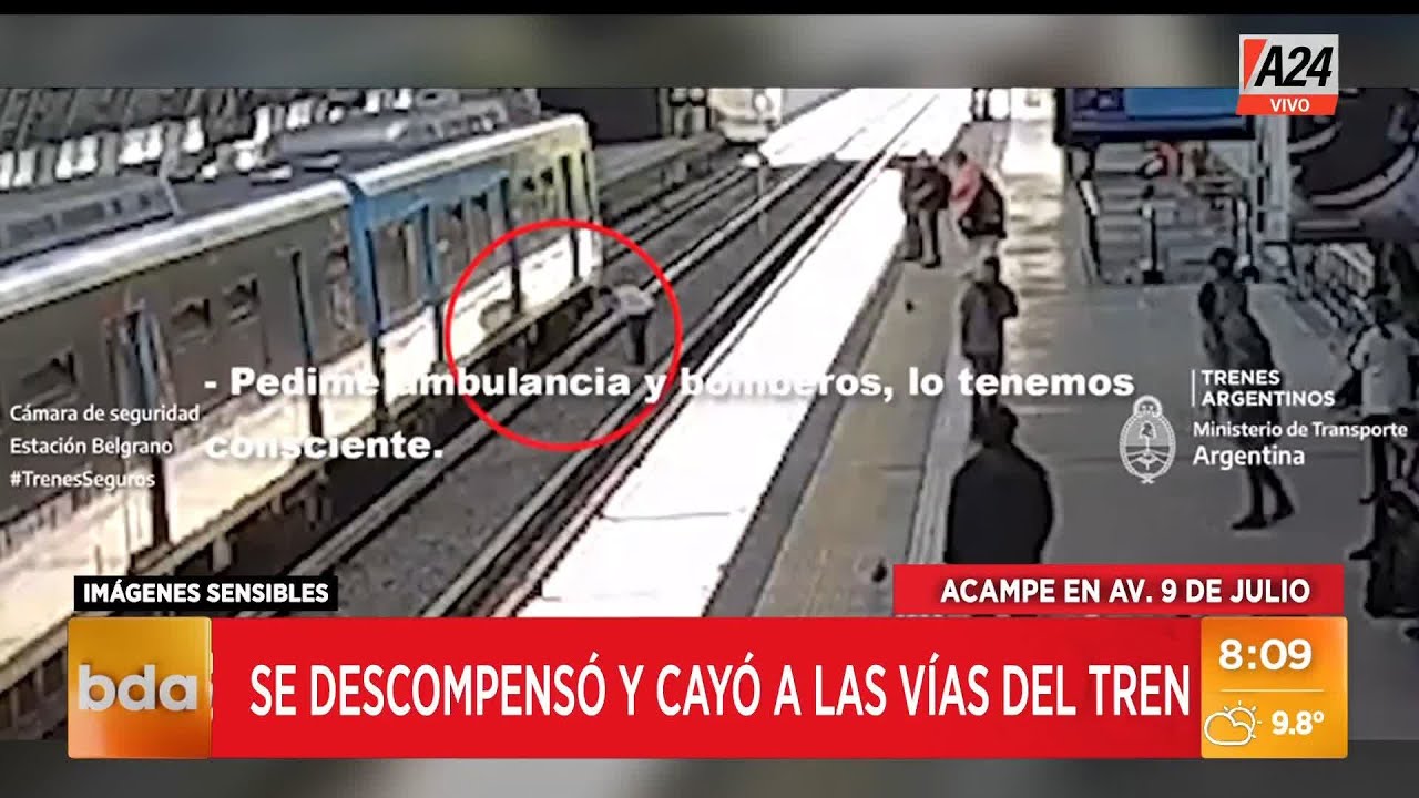 Así un hombre se descompensó y cayó a las vías del tren Mitre en la estación Belgrano C I A24