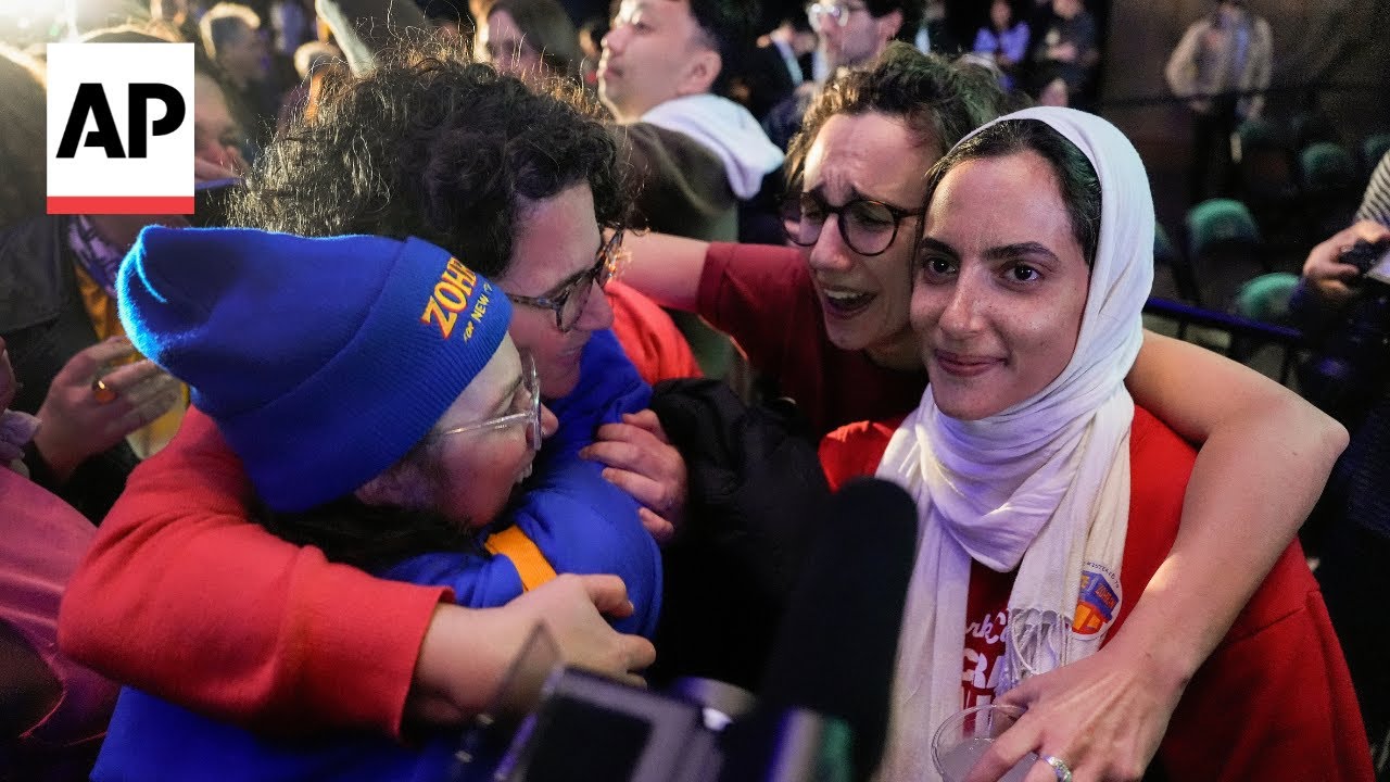 Zohran Mamdani supporters react after he wins NYC mayor race