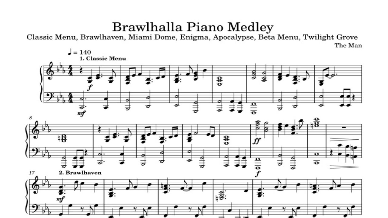 Brawlhalla Piano Medley Brawlhaven, Miami Dome, Enigma, Apocalypse, Twilight Grove