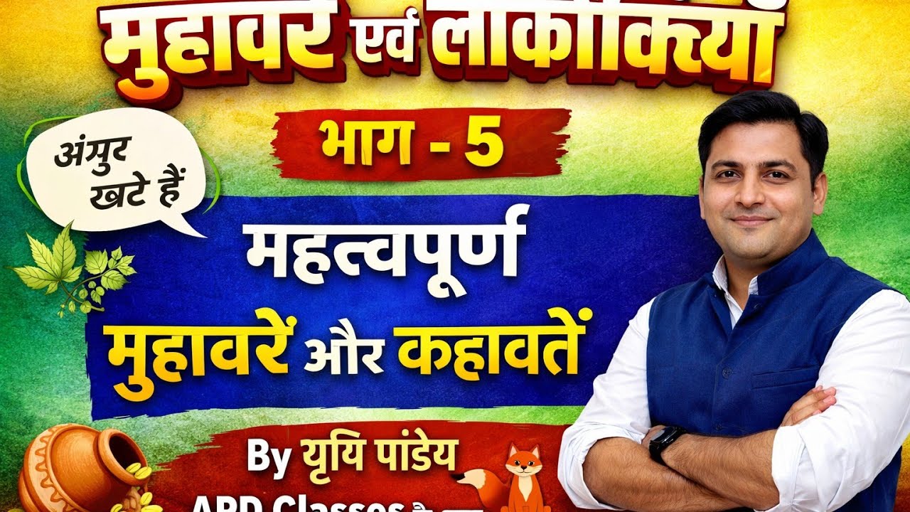मुहावरे और लोकोक्तियाँ MCQ | Part-5| हिंदी व्याकरण के महत्वपूर्ण प्रश्न | By Rishi Sir