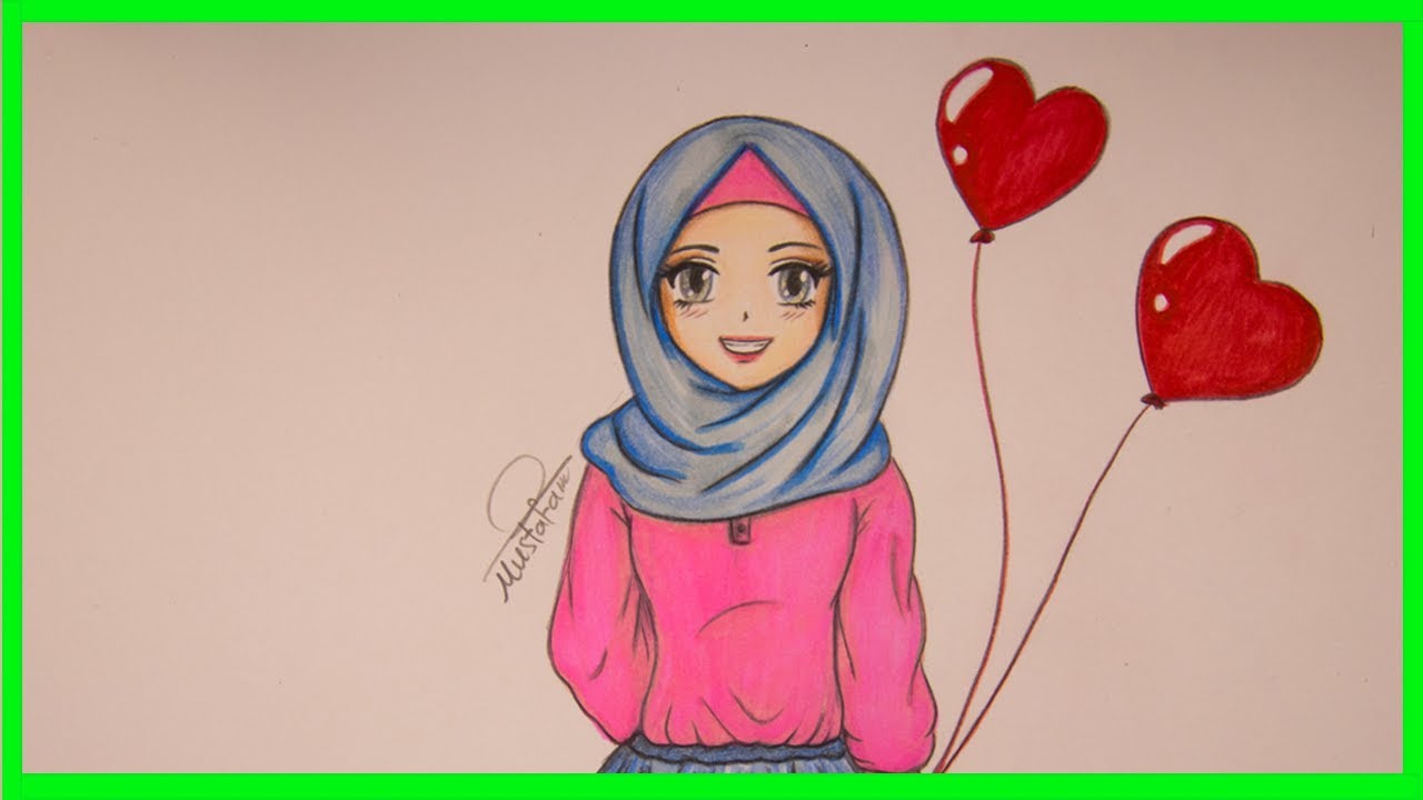 تعليم رسم بنت محجبة للمبتدئين خطوة بخطوة - how to draw muslim girl with hijab