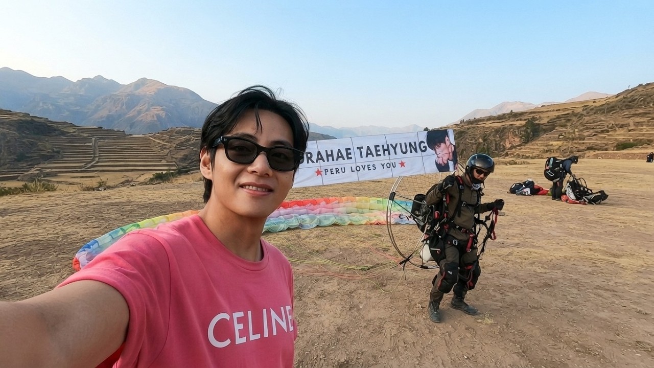 Taehyung Shares a Moment with a Paramotor Pilot in Peru