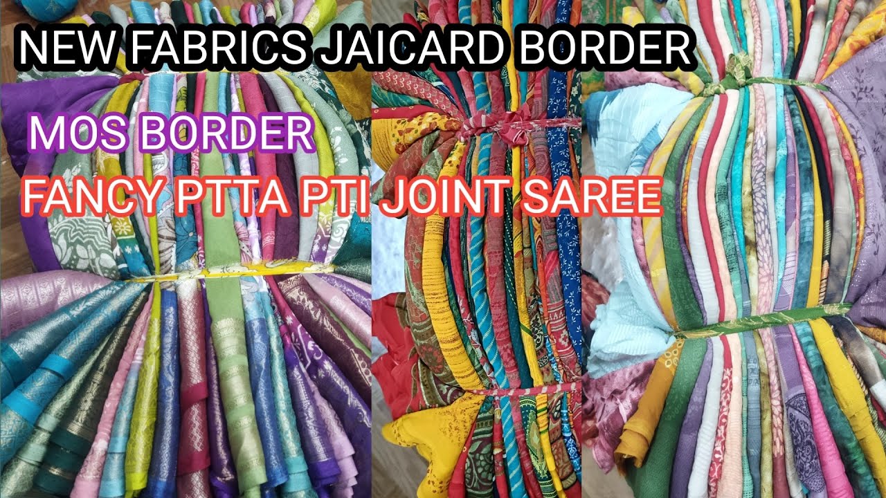 NEW FABRICS JAICARD BORDER MOS BORDER JOINT SAREE WHOLESALE FANCY PTTA PTI LOT SHOT PRIMIUM SAREE...