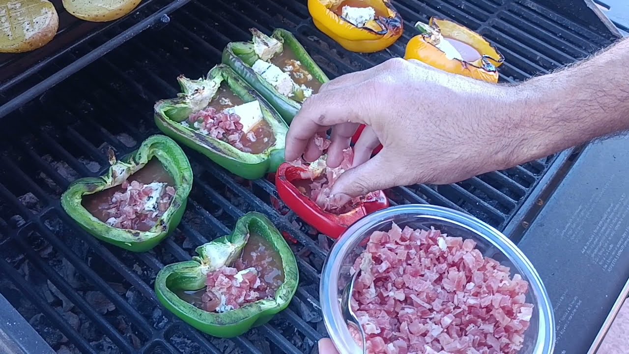Pimientos rellenos a la brasa#pimientosrellenos#brasa#barbacoa