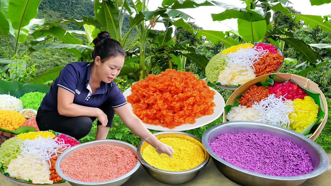 TRADITIONAL FOOD for Holiday & Festival | How to Make COLORFUL STICKY RICE using NATURAL INGREDIENTS