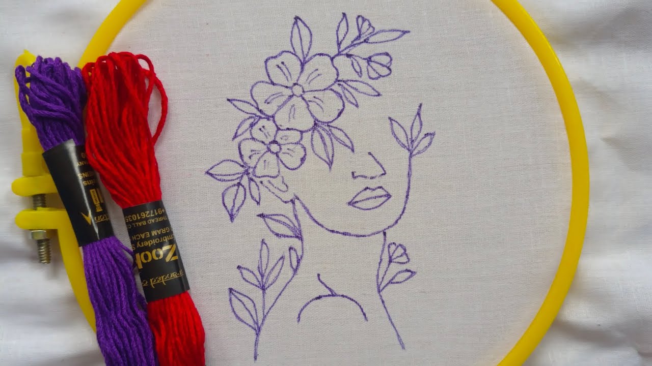  VERY EASY AND BEAUTIFUL GIRL HAND EMBROIDERY DESIGN FOR BEGINNERS#embroidery #easyembroidery 