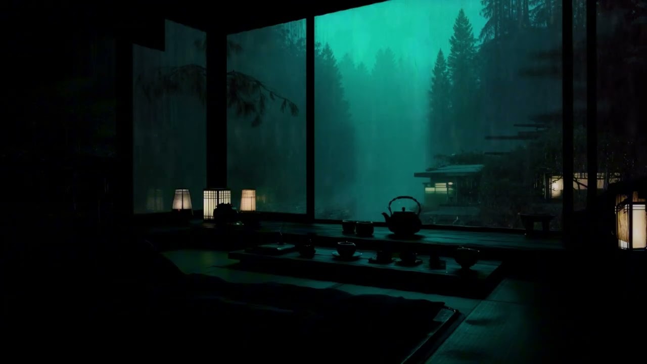 Rain Sounds in a Dark Bedroom | Cozy Rain & Soft Piano Ambience for Deep Sleep (No Ads)