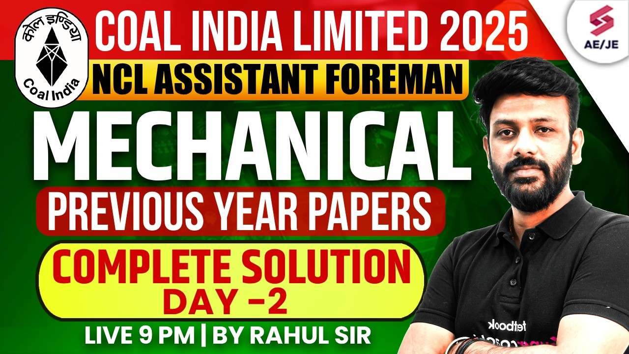 NCL Assistant Foreman Preparation 2026 | NCL Assistant Foreman Mechanical Question Paper | Rahul Sir
