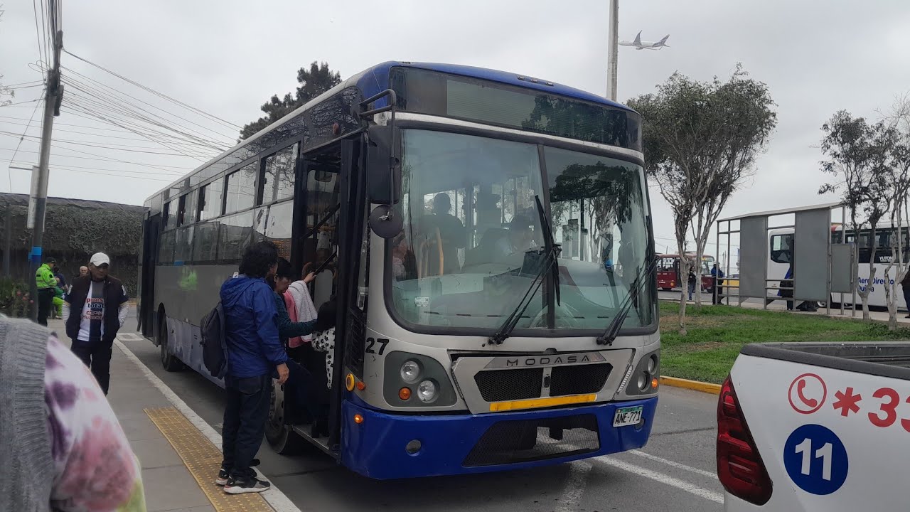 Llegando al paradero final del CORREDOR AZUL Servicio 08. MARCHA BLANCA.