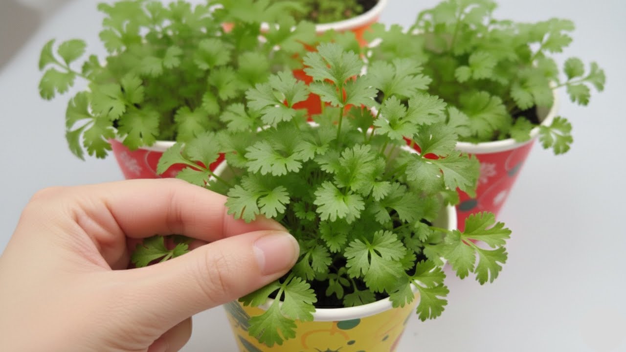 Growing Coriander Using Small Recycled Containers