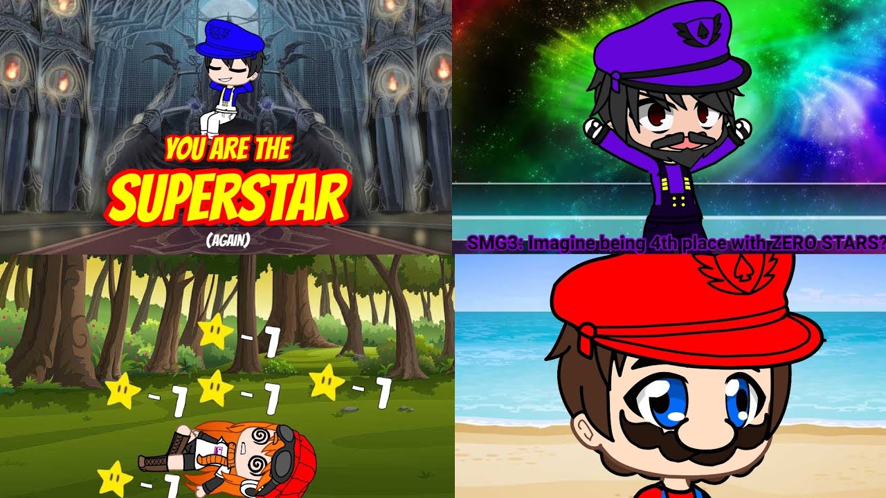 SMG4, SMG3, Mario, and Meggy as the party crashers