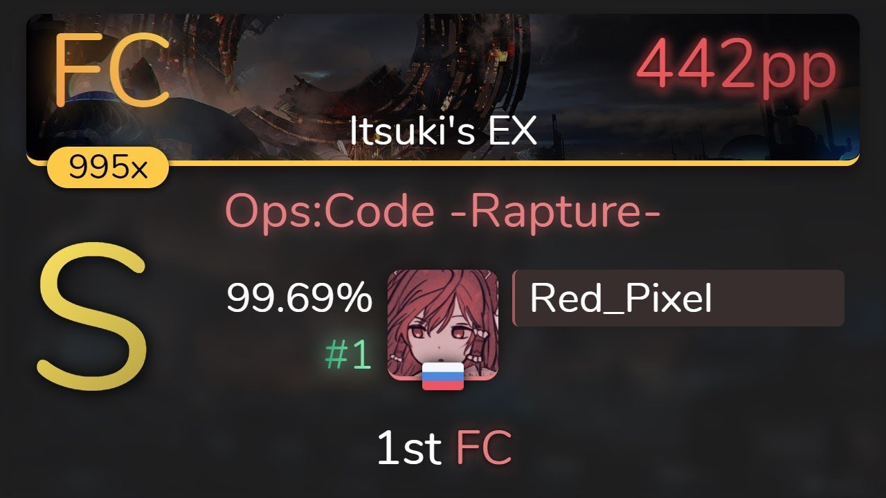 Red_Pixel | Getty vs. DJ DiA - Ops:Code -Rapture- [Itsuki's EX] 99.69% {#1 442pp 1st FC} - osu!