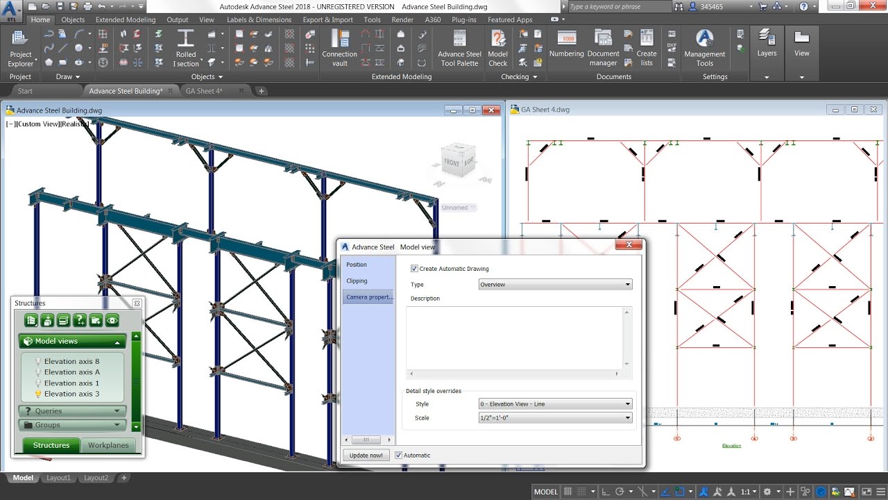 Advance Steel 2018 new feature - Combine Model Views with Cameras