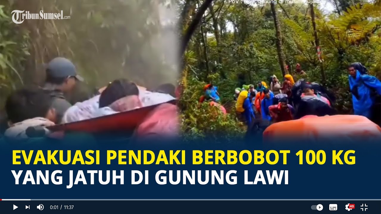 Detik-detik Evakuasi Pendaki Berbobot 100 Kilo yang Jatuh di Gunung Lawi,Ditandu 20 Orang
