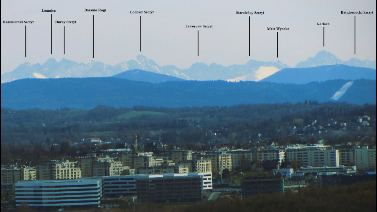 Panorama Tatr z Krakowa (Sikornik) Mountain panorama of the Tatra from Cracow