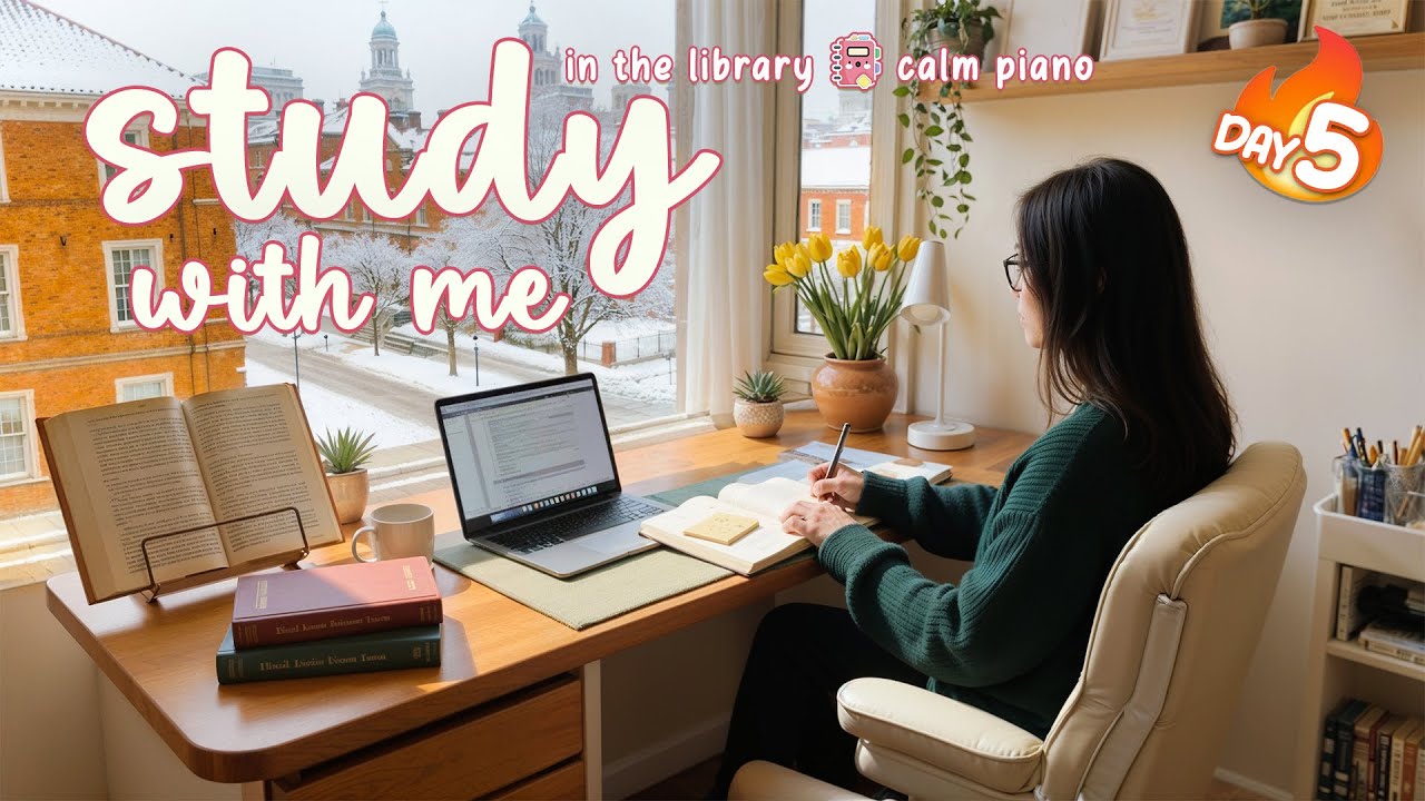🔥 2-Hour Study With Me (No break) 🎹 Calm Piano | 7-DAY STUDY CHALLENGE | Day 5