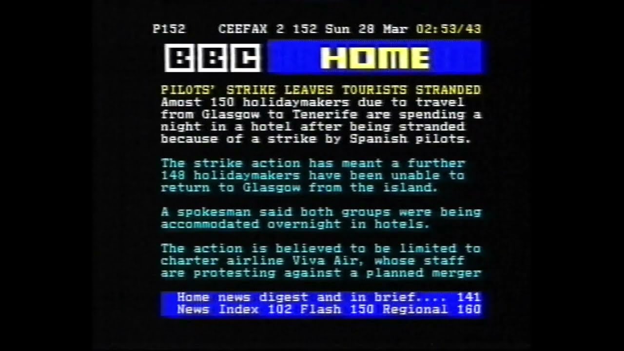 BBC2 - Pages from Ceefax - March 28th 1999 (w/ audio glitch?)