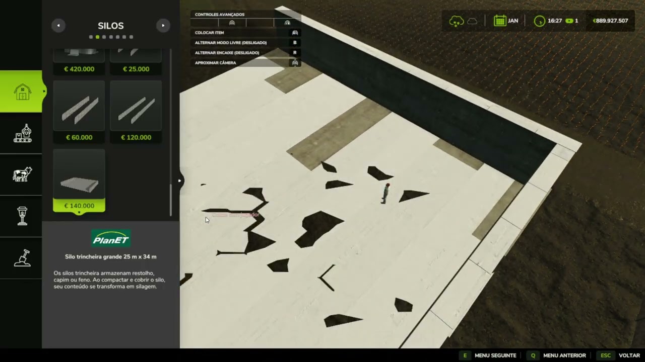 Farming Simulator 25 dando umas melhorias na fazendo no modo construção