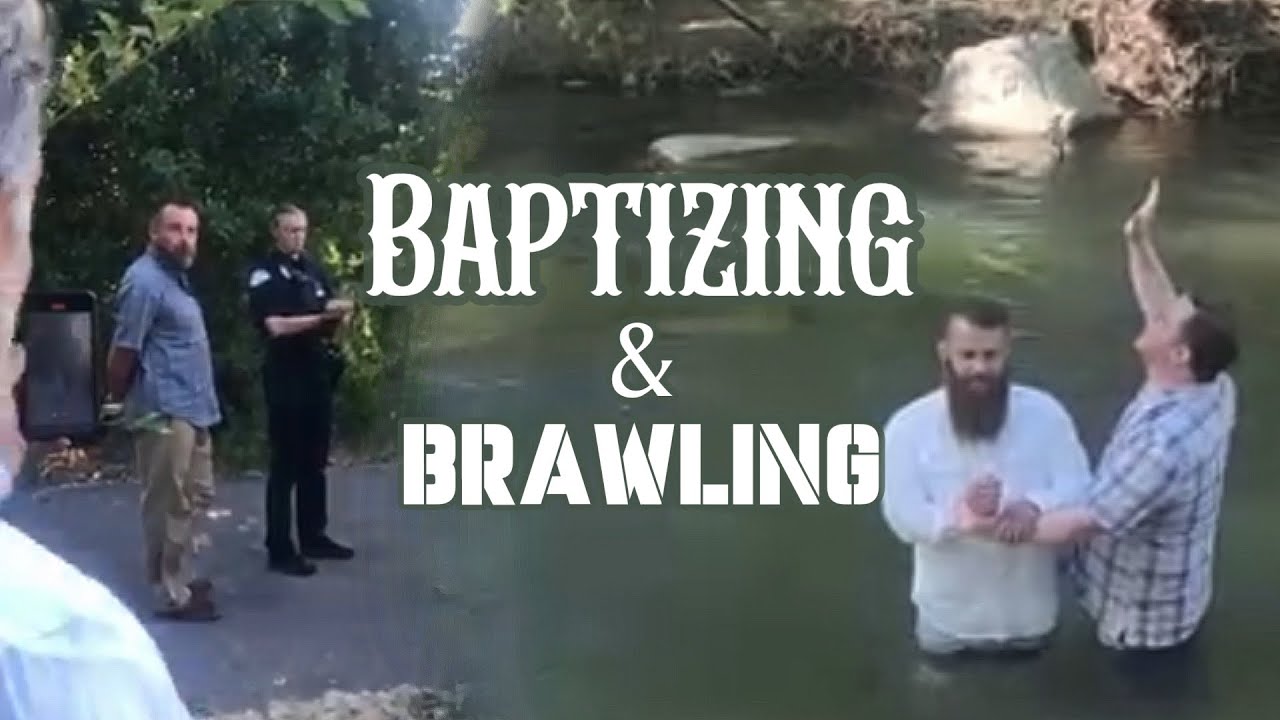 Protesters at Jacob IsBell’s baptism