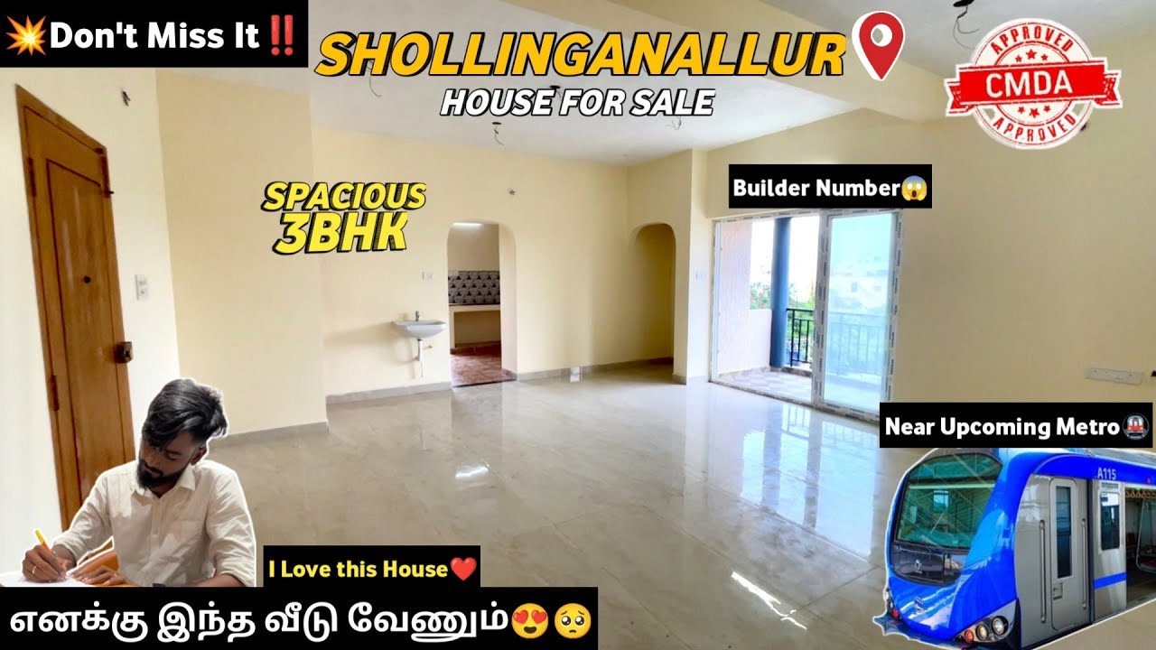 Spacious 3BHK with 5Balconies😱House for sale in Chennai OMR😍Close to Aditya School💥Good Ventilation💯
