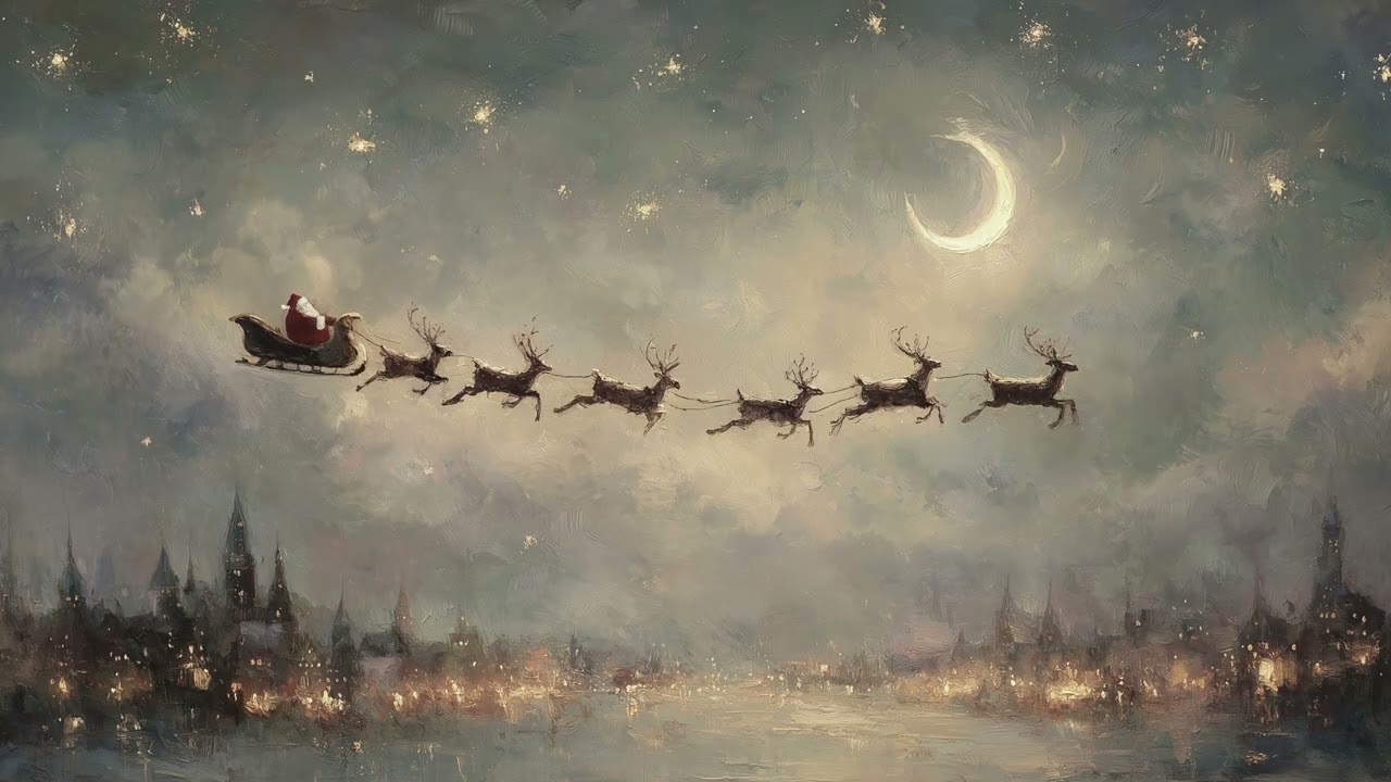 Santa Sleigh Christmas Night &ndash; Cozy Holiday TV Wallpaper (4K)