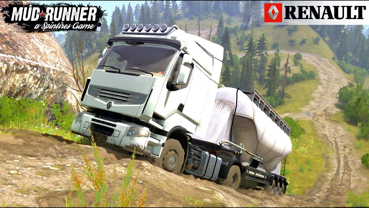 Spintires: MudRunner - RENAULT PREMIUM Semi Truck Hill Climb