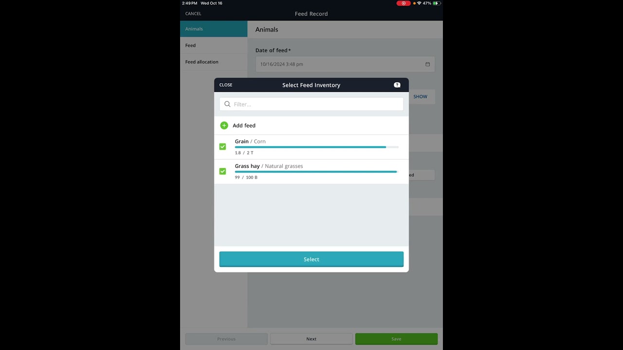 AgriWebb Academy | Livestock Feed Record (IAM)