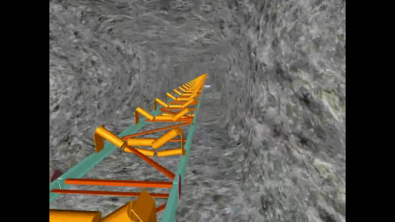 3D animation of mining conveyor showing points of underbreak