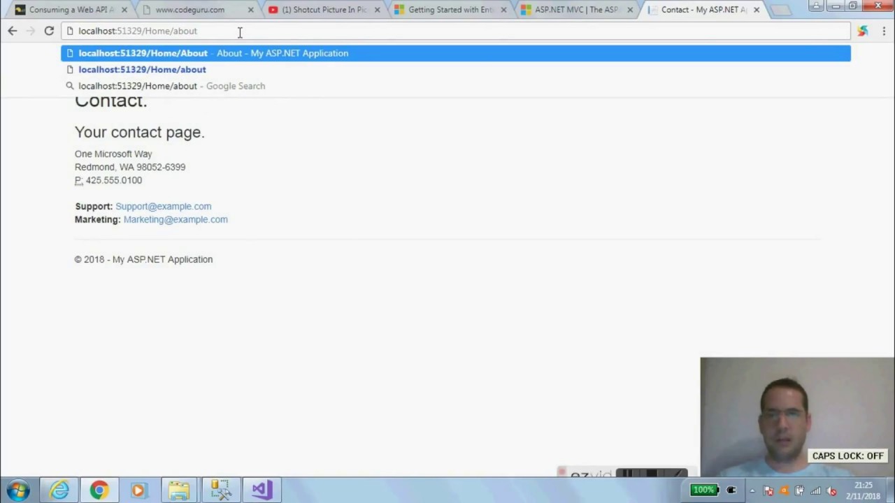 C# ASP.Net Web Application in MVC with Entity Framework CRUD Step-by-step in Visual Studio 2017.