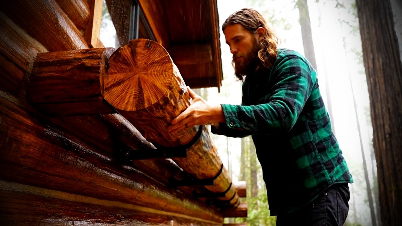 Building a house in the forest (ASMR) - This man built a mini house inside a tree trunk by himself