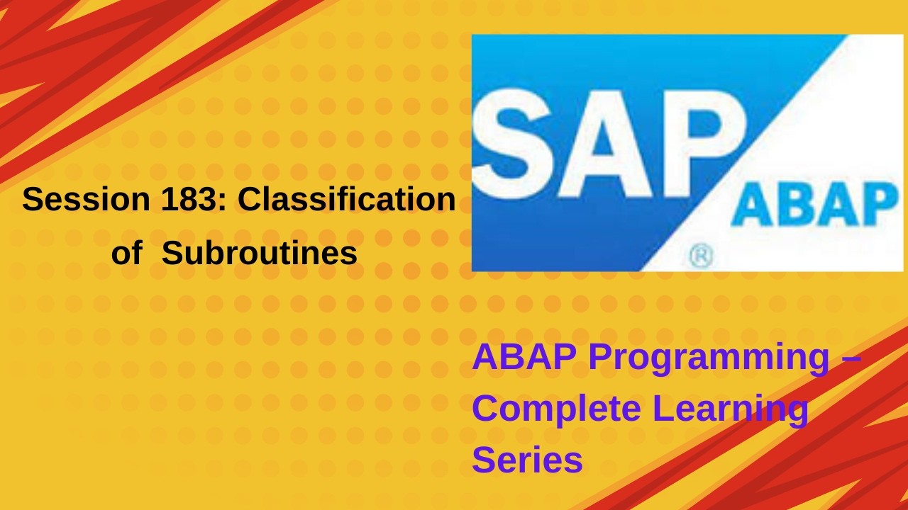 Session 183 Classification of Subroutines