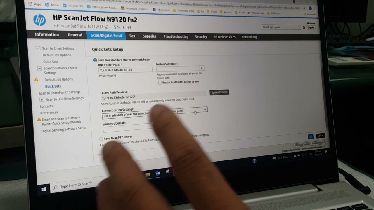 How to scan network forder ScanJet Enterprise Flow N9120 fn2 :  network forder
