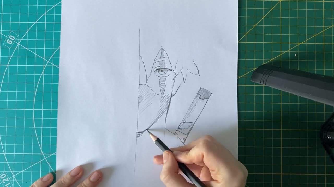 Easy anime half face drawing | How to draw Anime Ninja ( Kakashi ) step by step | naruto tutorial