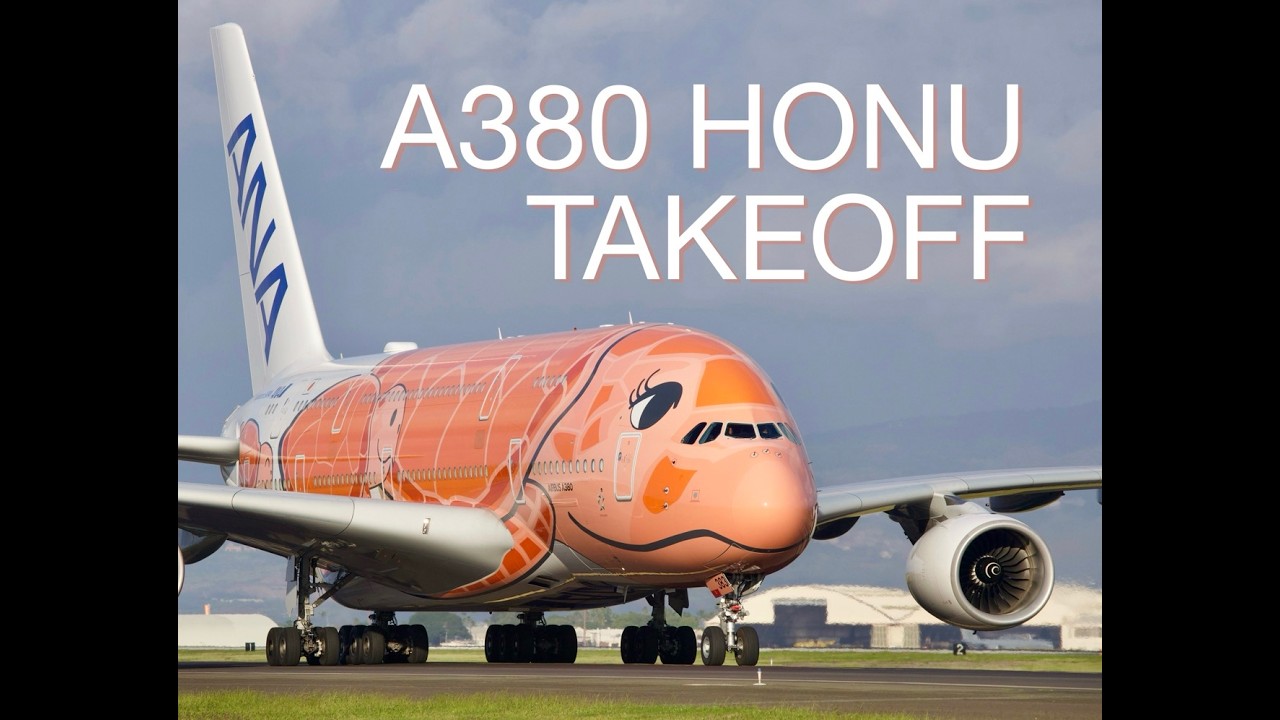 ANA A380 taking off from HNL