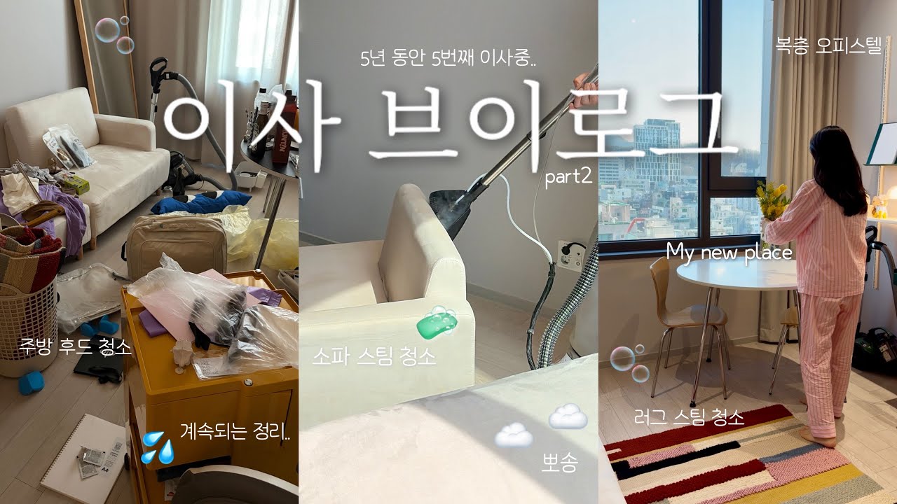 이사 후 정리˚｡⋆ 일상 브이로그 소파 스팀 청소 러그 청소 | 집꾸미기 복층 오피스텔 인테리어 청소 정리 | 자취 브이로그 주방 후드 청소 어니스트플라워