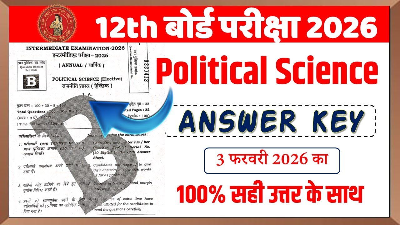 Political Science Answer key 2026 Set A Set B, Set C, Set D, Set E, Set f, Set G, Set H, SET J
