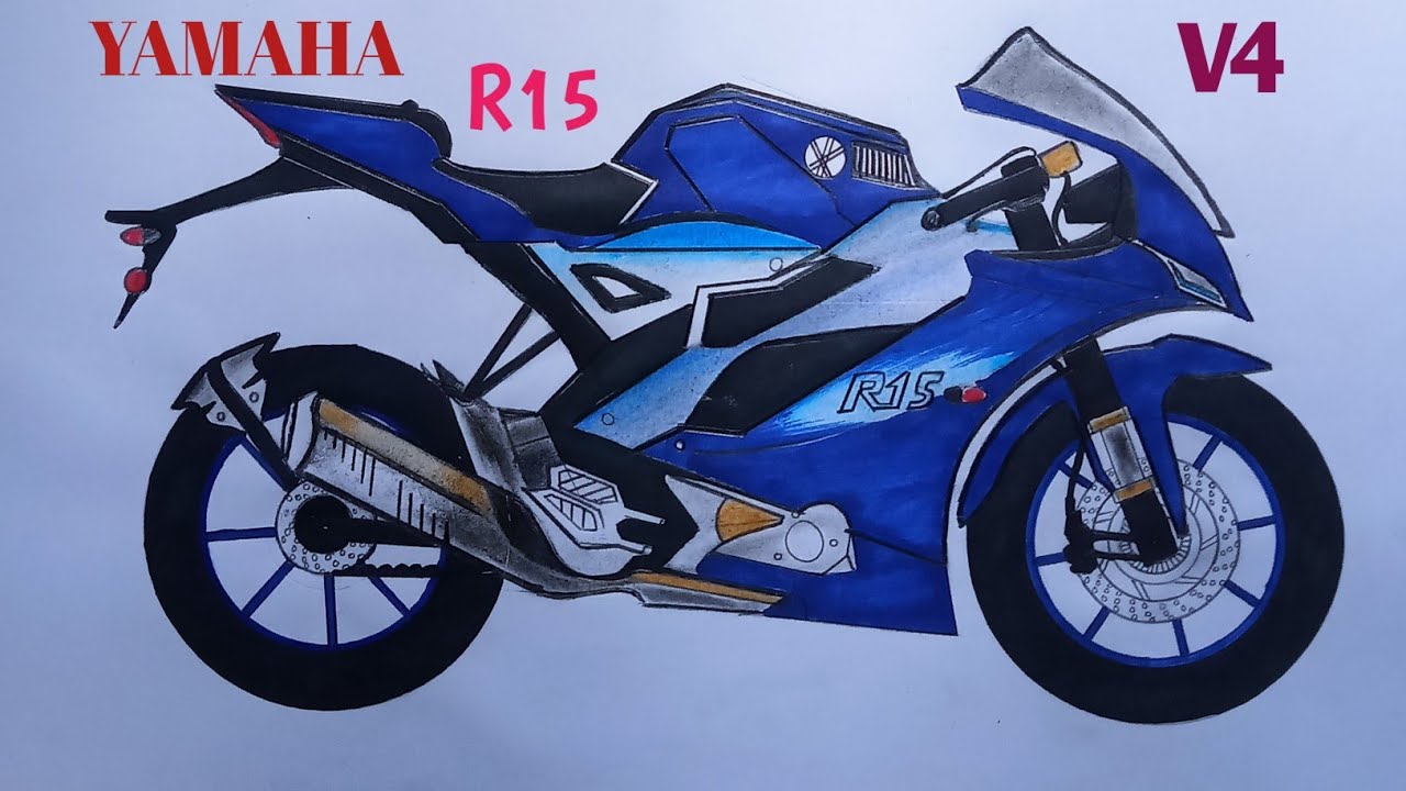 How to draw R15 V4 Bike | Step by step for Beginners | Sports bike drawing easy