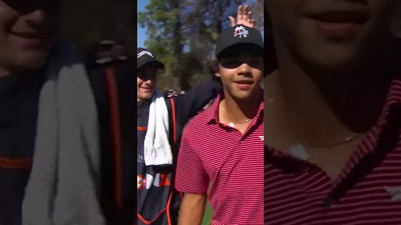 Charlie Woods hits his first ever hole-in-one ⛳️  and Tiger is HYPED! #shorts
