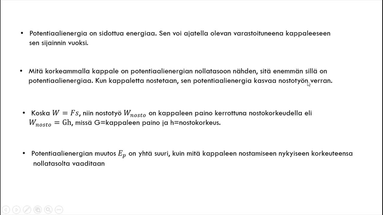 Ty&ouml; muuttaa energiaa muodosta toiseen