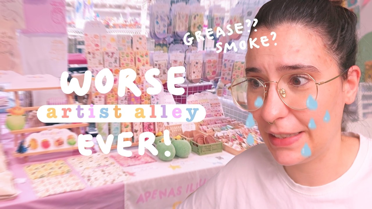 what a nightmare.. ruined merchandise, smoke and grease 🌸 Artist alley vlog